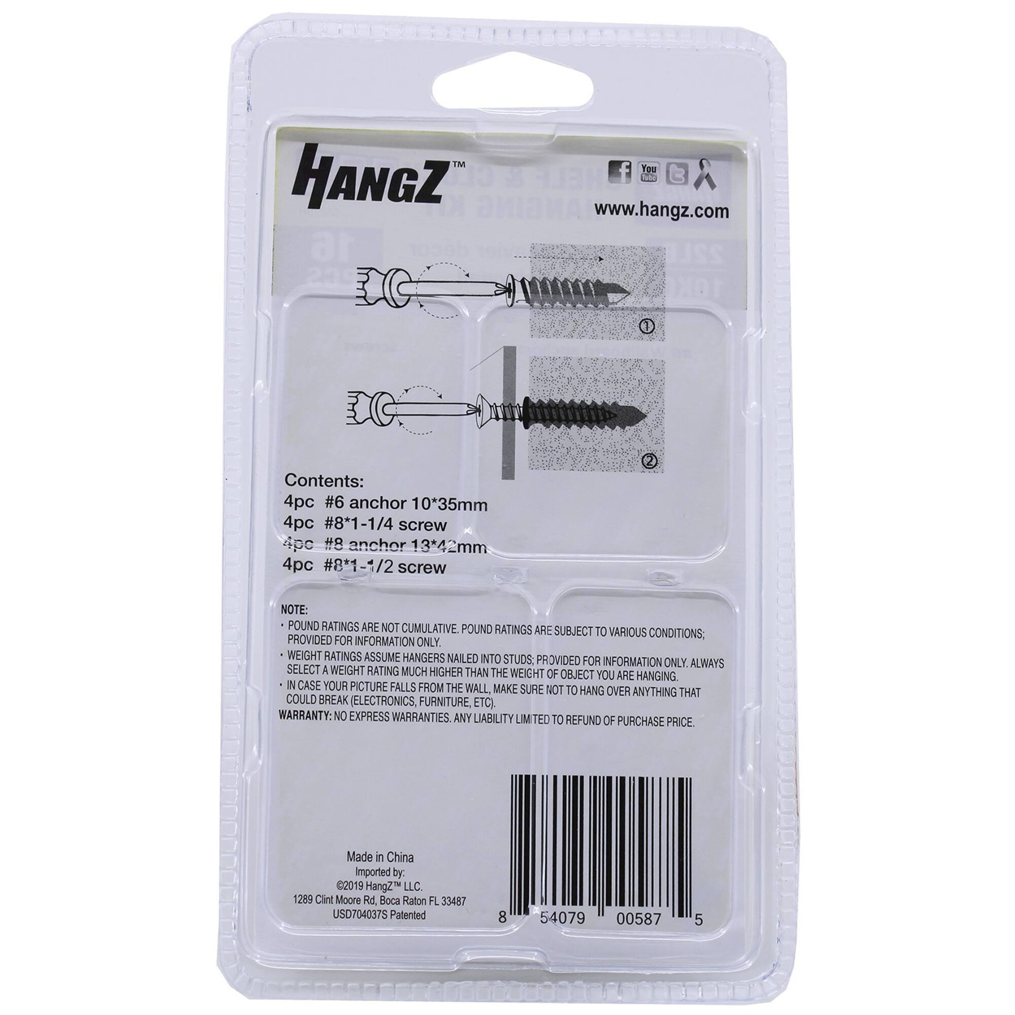 HangZ® 22lb. Shelf & Clock Hanging Kit